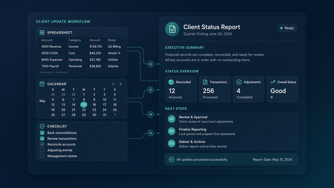 Illustrative client status workflow visual