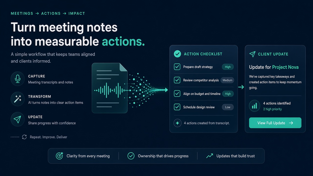 Illustrative agency meeting-to-actions visual