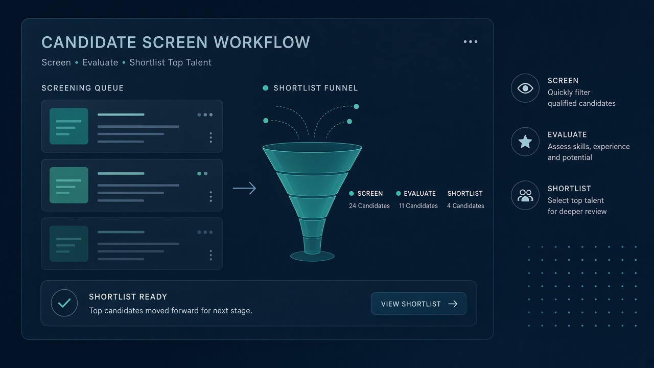 Illustrative recruiter screen workflow visual